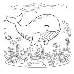 illustration vector graphic of whale perfect for coloring book