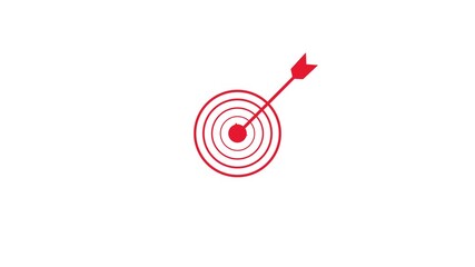 abstract Arrow hitting the center of target - success business concept. business goals achievement, target icon animation isolated on white color background  - Powered by Adobe