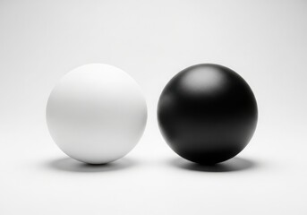 Contrasting white and black eggs on a white background
