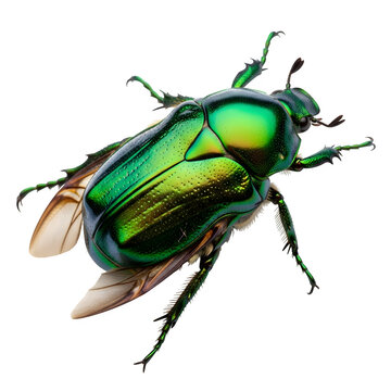 Green june beetle bug insect grub coleopteran fly entomology animal, isolated on white or transparent background. PNG