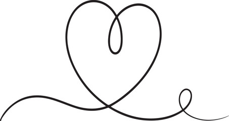 Continuous One Line Drawing Heart - Minimalist Love Monoline Vector Heart, Line, Drawing, Continuous, One, Minimalist, Love,