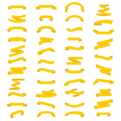 Obraz premium Yellow Ribbon banner set isolated on a white background. Yellow color. Simple modern cute design. eps 10