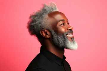 A charming male captured in a close-up studio shot. A radiant an