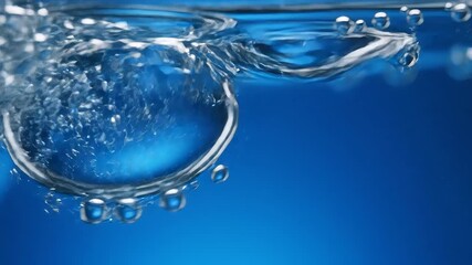 Underwater Bubbles Ascending in Blue Water A CloseUp View of Oxygen Bubbles Rising Creating a Refreshing and Serene Visual Experience for Nature and Science Concepts.