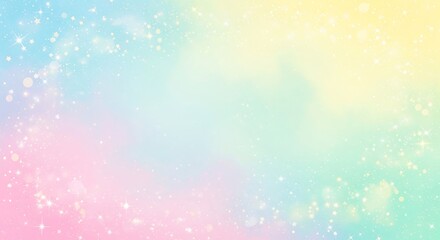 Dreamy pastel gradient background with glittering stars and bokeh