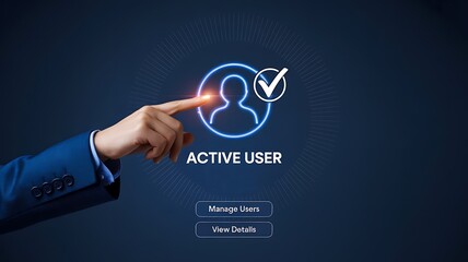 Businessman activating digital user profile on screen for account management