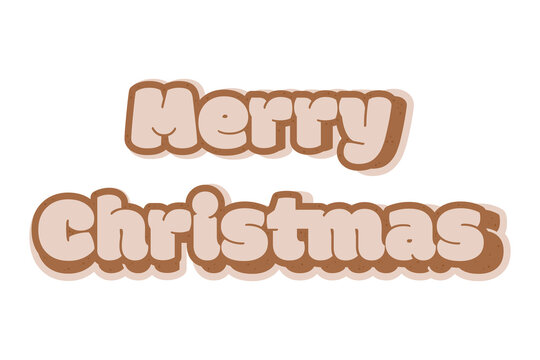 Merry Christmas in stylized gingerbread cookie font with brown edges and light brown fill. Festive and cheerful design ideal for holiday greetings, seasonal decor, or themed compositions
