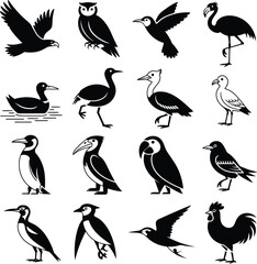 Obraz premium Wild Birds and Waterfowl Vector Silhouette Collection