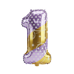 Whimsical Purple and Gold Number 1 Balloon Perfect for First Birthday Celebrations or Any Milestone Event