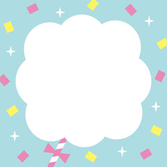 フワフワわたあめのフレームイラスト　正方形