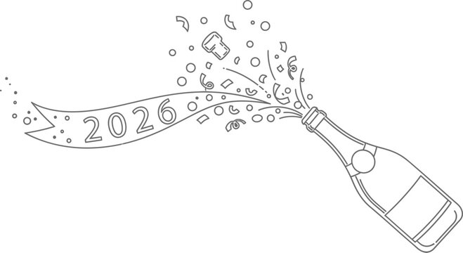 2026 new year celebration champagne bottle party confetti holiday event