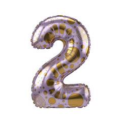 Elegant metallic number two balloon, adorned with stylish golden patterns, symbolizing a significant second anniversary or celebratory milestone