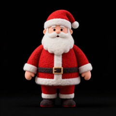Felt Santa Claus figure on black background