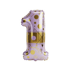Elegant Number One Foil Balloon with Geometric Patterns