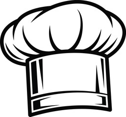 Illustration of Chef Hat for Restaurant or Kitchen Cook Uniform Black Silhouette on Transparent Background