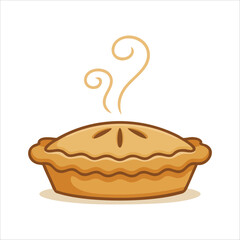 Fresh baked apple pie with cinnamon filling dessert isolated vector illustration on white background