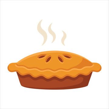 Fresh baked apple pie with cinnamon filling dessert isolated vector illustration on white background