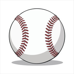 Professional baseball sport game ball with red stitching isolated vector illustration on white background