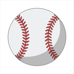 Professional baseball sport game ball with red stitching isolated vector illustration on white background