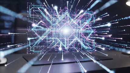 Dynamic abstract digital network with glowing data connections and futuristic technology communication flow illustrating AI big data processing - Powered by Adobe