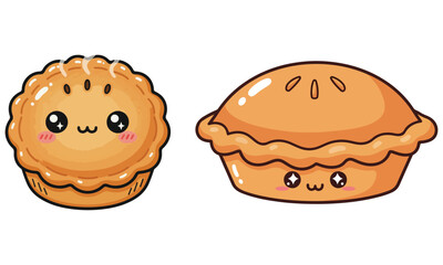 Sweet & Kawaii Desserts: Cute Cartoon Pies and Pancakes for Fun Food Art