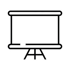 Projector Screen outline icon for Presentation, Meeting, Classroom on white background flat vector illustration.