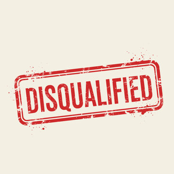 A red rectangular grunge stamp with the word 'DISQUALIFIED' in capital letters on a light beige background, indicating rejection or ineligibility.