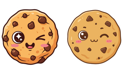 Cute Cookie and Pie Clipart – Kawaii Desserts, Cartoon Bakery Icons, Sweet Food Illustrations