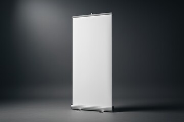 Blank retractable roll-up banner stand mockup with metallic base on dark gradient background for advertising or branding presentations. Ai generative. Ai generative