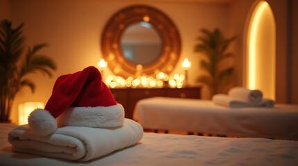 Christmas spa day gift certificate santa hat relaxation massage therapy deal