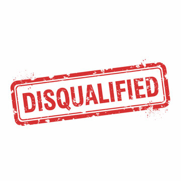 Red rubber stamp with the word 'DISQUALIFIED' in capital letters, slightly angled.