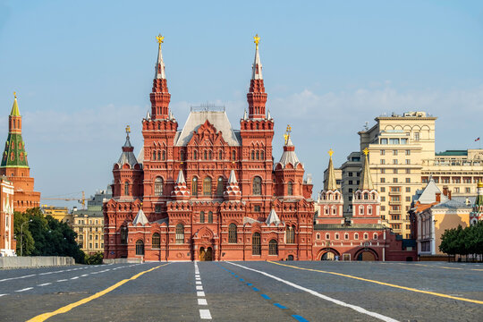 The State Historical Museum, located on the northern side of Red Square in Moscow, Russia