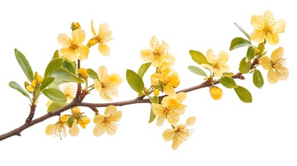Obraz premium Spring flower branch showcasing lovely yellow blooms high resolution picture