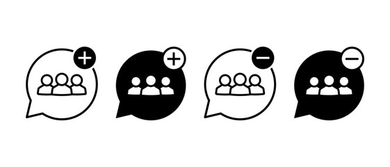 Group Chat Icon Set. Team Communication and Messaging Symbols