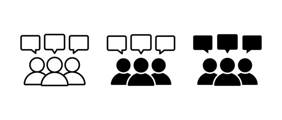 Group Chat Icon Set. Team Communication and Messaging Symbols