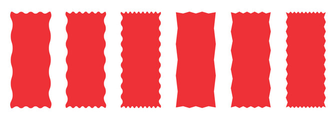  Set of frames with zigzag edge, scallop edge shape. Rectangle shape frame with zigzag edge. Scallop squiggly borders frame collection. 