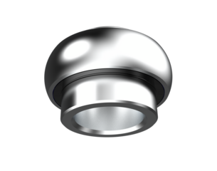 Self-Aligning Spherical Outer Bearing Insert: Essential Silver Metal Component for Automotive and Construction Equipment, High Quality Professional Isolated 3D Asset on Transparent Background.