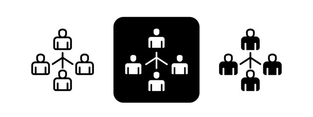 Organization Chart  Solid color and black line drawing vector illustration set