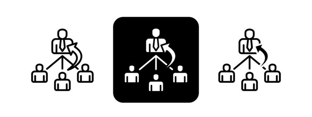 Succession Planning  Solid color and black line drawing vector illustration set