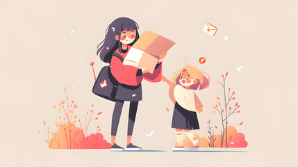 chibi volunteer handing out educational brochure