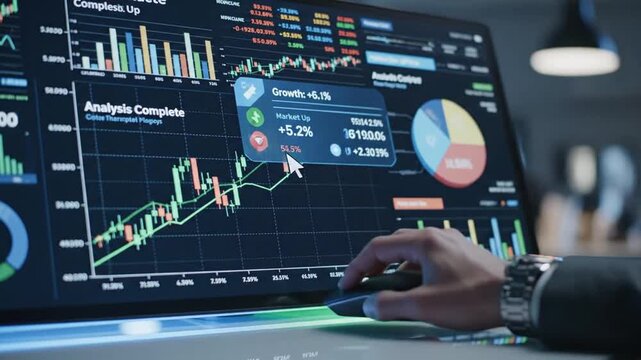 Close-up Business analysis data screen and economic growth with financial graph 4K 10s 13521242 1