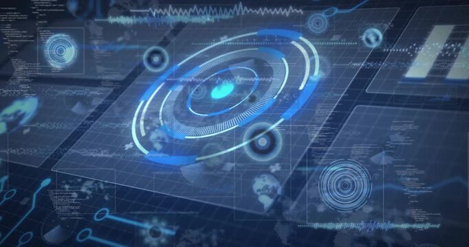 On data pulse central HUD ring pulsing, rotating, nodes orbiting, gauge growing, displaying data
