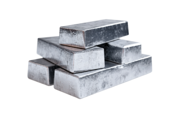 Raw aluminium material isolated on transparent background