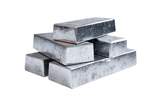 Raw aluminium material isolated on transparent background