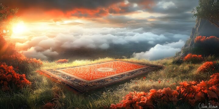 Prayer mat, ramadan kareem.