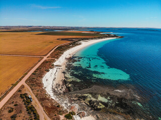 Australia, quiet and breathtaking view of Red Cliff Beach located on Eyre Peninsula in South Australia. It is a great place for swimming, fishing, camping and there is a chance to see local dolphins. 