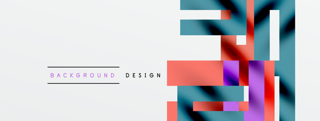 Abstract geometric shapes, vibrant colors, minimalist design. Background features text background design in purple. Clean, modern aesthetic.