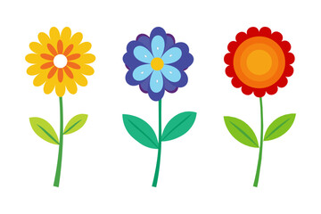 colorful simple stylized flat floral design illustration