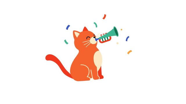 Celebrate with an Orange Cat and Confetti Show
