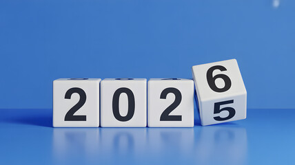 Exciting change from 2025 to 2026 concept, anticipating a bright future with new year's resolutions, strategic planning, and business innovation